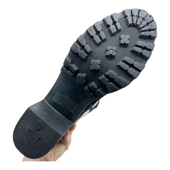 Weeboo‎ Black Faux Suede Allie-1 Chunky Heel Boot w/Fur Trim - Picture 6 of 15